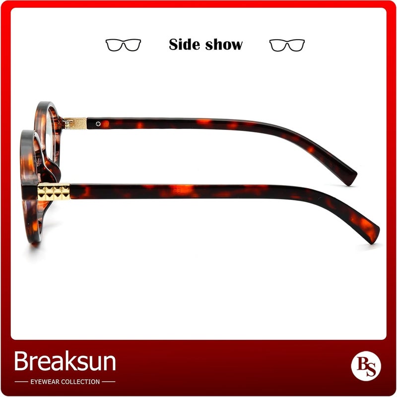 Breaksun Fashion Oval Glasses for Women Men Retro Round Tortoise Frame Blue Light Glasses Nerd Eyeglasses - Image 5